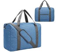 30L Foldable Underseat Travel Duffel Bag: Lightweight Carry On Luggage for Women & Men, Waterproof Overnight Bag, Gym Sport Holdall, Hospital Tote with Trolley Sleeve (17.3"x13.8"x7.9"), Blue, Fashion