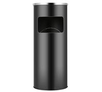 30L inless Steel Trash Can with Inner Bucket - Outdoor Ashtray Bin for Kitchen, Hotel, Garden Use - Modern Black Design, 25x25x60 cm, Easy Clean, (1 PC)