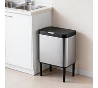 30L Kitchen Bin Stainless Steel Modern Style Waste Bin Odour Seal Elevated Rubbish Bin For Home Or Office Push Button Freestanding