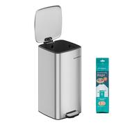 30L Kitchen Bin with Inner Bucket, Metallic Silver / 8-Gallon (30 L)