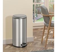 HOMCOM 30L Pedal Bin - 29.2 cm-Black/Silver | TJ Hughes Black