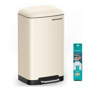 30L Pedal Rubbish Bin, Cream White