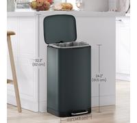 30L Pedal Rubbish Bin, Greenish + grey