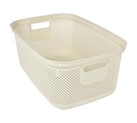 30L Plastic Laundry Basket Laundry Clothes Washing Hamper Bin Storage Container Organiser with Handles (White)