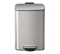 30L Stainless Steel Square Kitchen Trash Can with Pedal, Lid & Inner Buckets - Modern Design for Home & Office, Brushed Silver Finish