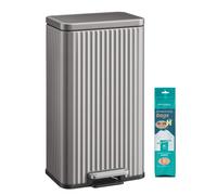 30L Steel pedal waste solution with soft close lid and removable bucket, Silver