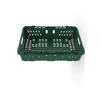30L Supermarket Food Crate, Ventilated Food Grade Basket, Bale Arm Crate for Food Storage and Transportation 600x400x170mm (GREEN)