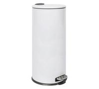 30L White Stainless Steel Round Pedal Bin