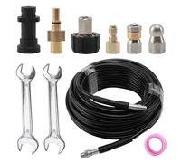 30M/100FT High Pressure Hose Kit, 400 Bar/5800PSI Pressure Washer Drain Pipe Hose Cleaning Kit with Swivel Quick Connect Kits Compatible M22 14 mm, 1/4 Inch Hose for Drain Blockage and Cleaning