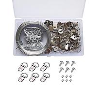 30M 1PC Picture Hanging Wire, Picture Hanging Kit, Picture Rail Hooks, Mirror Hanging Kit Heavy Duty, with 40PCS D Ring Hangers, 40PCS Screws, 50PCS Crimping Loop Sleeve