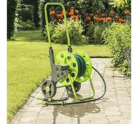 30m Assembled Hose Cart Hose Reel Cart Trolley Spray Garden Hosepipe with Adjustable Handle Nozzle Wheel Freestanding Outdoor