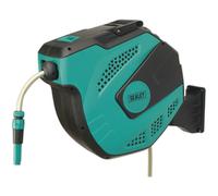 30m Auto-Rewind Control Garden Hose Pipe Reel - 13mm PVC Hose - Spray Jet Nozzle