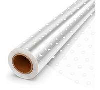 30m Christmas Cellophane Wrap, Clear Cellophane Wrap with Polkadot Design for Hampers, Cellophane Roll for Gift Baskets and Christmas Gifts, Cellophane Roll (40cm Wide)