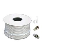 30m Coaxial Coax TV Aerial Satellite SKY HD Virgin Freeview RF Cable RG6 WHITE + connectors, clips
