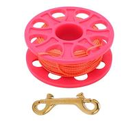 30M Diving Reel Finger Spool with Double Ended Brass Bolt Snap Clip in Fluorescent Orange - High Visibility Line, Compact Flared Design for Cold Water and Technical Divers (Pink)