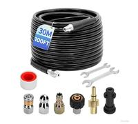 30M Drain Unblocker Kit, High Pressure Washer Drain Cleaner Hose 5800PSI, Sewer Jetter Kit with Rotating Nozzle for Karcher K2-K7 Bosch, Drain Rods Alternative for Blocked Pipes Patios