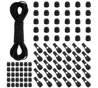 30m Elastic Cord 3mm Elastic Rope Bungee Cord with 30 Spring Cord Locks 30 End Clips，Bungee Cords and Fixings Black Elastic String for DIY Items Shoe Laces Clothesline Outdoor Products