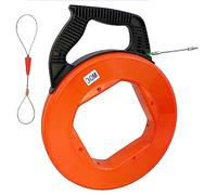 30M Fish Tape in Reel 4mm Width Wire Cable Puller Through Wall Cable Running Puller Rods Electrical Wire Threader Puller with Metal Lock Wire for Wall