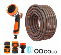 30m Garden Hose Pipe Reinforced Water Hose Pipe with 10 Function Spray Nozzle Tap Hose Connectors, Anti Kinking 1/2 inch Hoses PVC Plastic Tube Outdoor Hosepipes for Garden Reel 100ft/30m