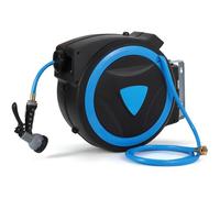 30M Garden Hose Reels, Retractable Hose Pipe Wall Mounted, Auto Lock and Auto Rewind, 9 Function Spray Gun, 180°Swivel Hose Box, Outdoor Watering Securely Store
