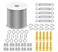 30m Garden Wire for Climbing Plants, 2mm Heavy Duty 304 Stainless Steel Cable Rope Kit, Multi-Purpose, Catenary Wire Kit with M5 Vine Eyes, for Trellis, Outdoor String Light Hanging