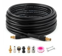 30m High Pressure Washer Drain Cleaning Hose Kit - 5800PSI/400Bar Sewer Jetter Hose for Karcher Washer Gun Includes 4 Adapters, 2 Corner & Rotating Nozzles for Cleaning Sewers, Sinks and Drains