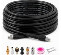 30m High Pressure Washer Drain Cleaning Hose Kit - 5800PSI/400Bar Sewer Jetter Hose for Washer Gun Includes 4 Adapters, 2 Corner & Rotating Nozzles for Cleaning Sewers, Sinks and Drains (30m)