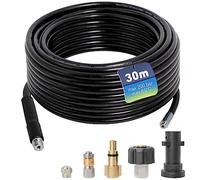 30m High Pressure Washer Hose Drain Pipe Cleaning Set Compatible with Kärcher K2-K7 Series Nilfisk Lavor Bosch Household Pressure Washer by Gekufa Suitable for Cleaning Sewer Pipes