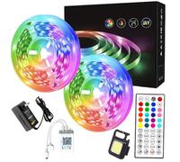 30m Led Strip Lights RGB Music Sync Color Changing, Led Lights with Smart App Control Remote, Bluetooth Lights for Bedroom Lighting Flexible Home Decoration Christmas with 1 Cob Flashlight