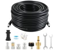 30M Pressure Washer Drain Pipe Hose Cleaning Kit with Jet Nozzle and Rotating Jet Nozzle for Karcher K2-K7 Series and Bosch Pressure Washer, 400 Bar/5800PSI, Suitable for Drain Blockage and Cleaning