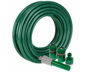 30M REINFORCED GARDEN HOSE PIPE TUBE SET SPRAY WATERING NOZZLE SET FITTINGS