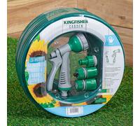 30m Reinforced Green Garden Hosepipe with Spray Gun Set - Samuel Alexander | TJ Hughes