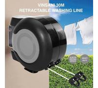 30M Retractable Clothes Reel Double Washing Line Wall Mounted Outdoor Drying Hot
