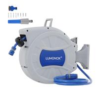 30M Retractable Hose Reel Wall Mounted with 3-Layer PVC Hose, Garden Hose Reel with Auto Rewind & 180° Swivel Outdoor Flexible Hose Reel Set for Garden Watering & Car Washing