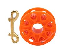 30M Scuba Diving Finger Reel, Lightweight Plastic Spool with Double Ended Brass Bolt Snap Clip, Flared Design for Glove Use, Fluorescent Orange Nylon Line for Divers (Orange)