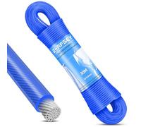 30M Steel Core Outdoor Washing Line, Heavy Duty Super Strong Washing Line, Load Capacity 220kg, Rustproof and Waterproof Garden Clothesline (Diameter 4mm Blue)