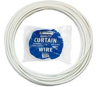 30M White Plastic Coated Curtain Wire Hanging Cord Cable Hook Eye Window Net New