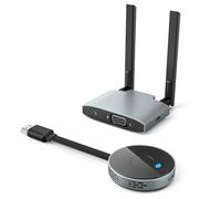 30M Wireless HDMI Transmitter and Receiver, 4K Decoded 1080P@60Hz, Ultra HD Video Output, Plug & Play 5G+2.4G for Video Audio and File Transfer from PC to Monitor