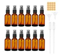 30ml Amber Glass Spray Bottle, 12pcs Empty Fine Mist Spray Bottle, Refillable Brown Glass Spray Bottle with Dropper, Funnels, Label for Cleaning, Aromatherapy, Perfume, Hair, Cosmetic Travel Sprays