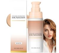 30ML Colour Changing Foundation,Full Coverage Foundation,Brightening and Concealing Makeup Foundation,Hydrating Colour Changing Cream,Even Skin Tone,Lightweight,No Irritating,Waterproof(White)