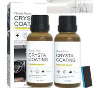 30ML Crystal Coating Plastic Restoration,Car Plastic Restorer with Sponge,Plas/tic Restorer Dashboard Cleaner,Automotive Interior Cleaner Ca/r,30ML C/ar Pl/astic Res/torer Black with Spo/nge (2PCS)