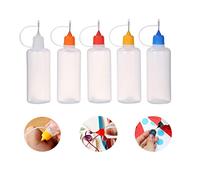 30ml Empty Glue Bottle, Plastic Applicator Bottles with Needle Tip Caps for Glue, Liquid, Oil, DIY Craft, Acrylic Painting (Multicolor - 5pcs)