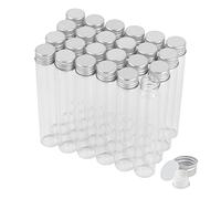 30ml Glass Clear Test Tubes with Screw Caps and Plastic Stoppers, Liquid Sample Vial, Leak-Proof Flat Test Tubes, 24PCS