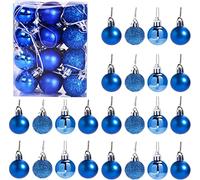 30mm/12Pcs Christmas Baubles Shatterproof Blue, Christmas Tree Decorations Ball Ornaments Balls Xmas Hanging Decorations Holiday Decor - Shiny,Matte,Glitter