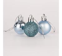 (12Pcs, Light Blue) 30mm Christmas Baubles Shatterproof,Tree Decorations