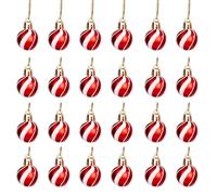 30mm/12Pcs Christmas Baubles Shatterproof Red White Candy Strips, Christmas Tree Decorations Ball Ornaments Balls Xmas Hanging Decorations Holiday Decor - Shiny,Matte,Glitter