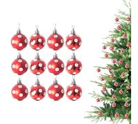 30mm/12Pcs Christmas Baubles Shatterproof Red White Polka Dots, Christmas Tree Decorations Ball Ornaments Balls Xmas Hanging Decorations Holiday Decor - Shiny,Matte,Glitter