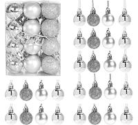 30mm/12Pcs Christmas Baubles Shatterproof Silver, Christmas Tree Decorations Ball Ornaments Balls Xmas Hanging Decorations Holiday Decor - Shiny,Matte,Glitter