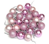 30mm/24Pcs Christmas Baubles Shatterproof Pale Pink, Christmas Tree Decorations Ball Ornaments Balls Xmas Hanging Decorations Holiday Decor - Shiny,Matte,Glitter