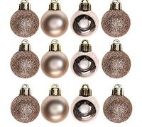 (24Pcs, Rose Gold) 30mm Christmas Baubles Shatterproof,Tree Decorations